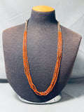 One Of The Most Beautiful Native American Navajo Tubed Coral Sterling Silver Heishi Necklace-Nativo Arts