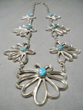 Important Native American Navajo Betsoi Family Turquoise Sterling Silver Necklace-Nativo Arts