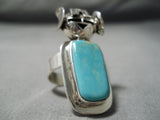 Detailed Vintage Native American Navajo Royston Turquoise Sterling Silver Kachina Ring-Nativo Arts
