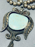 Native American Colossal Vintage Navajo Carico Lake Turquoise Sterling Silver Necklace Old-Nativo Arts