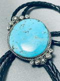 Important Daniel Benally Vintage Native American Navajo Turquoise Sterling Silver Bolo Tie-Nativo Arts