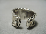 Rare Early Adjustable Vintage Native American Navajo Turquoise Sterling Silver Ring Old-Nativo Arts