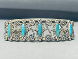 Breath Through It Swirls Vintage Native American Navajo Turquoise Sterling Silver Bracelet-Nativo Arts
