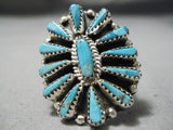 Amazing Vintage Native American Navajo Turquoise Sun Sterling Silver Ring-Nativo Arts