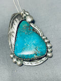 Mesmerizing Vintage Native American Navajo Old Kingman Turquoise Sterling Silver Necklace-Nativo Arts