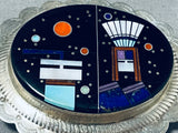 Midnight Desert Sky Vintage Native American Navajo Turquoise Sterling Silver Buckle-Nativo Arts
