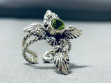 One Of The Most Unique Ever Native American Navajo Sterling Silver Peridot Cross Ring-Nativo Arts