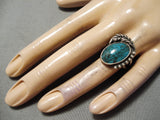 Marvelous Vintage Native American Navajo Blue Diamond Turquoise Sterling Silver Ring Old-Nativo Arts