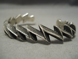 Important Aaron Anderson Native American Navajo Zig Zag Sterling Silver Bracelet-Nativo Arts
