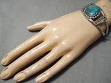 Incredible Vintage Native American Navajo Vivid Spiderweb Turquoise Sterling Silver Bracelet-Nativo Arts