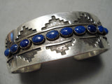 Quality Vintage Native American Navajo Domed Lapis Sterling Silver Bracelet Old-Nativo Arts