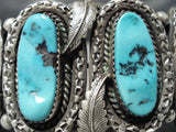 Opulent Vintage Native American Navajo Old Sleeping Beauty Turquoise Sterling Silver Bracelet-Nativo Arts