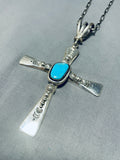 Important Vintage Native American Navajo Ben Begaye (d) Turquoise Cross Sterling Silver Necklace-Nativo Arts