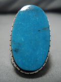 Vintage Navajo Ring Blue Diamond Turquoise Sterling Silver Native American-Nativo Arts