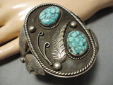 Exceptional Vintage Native American Navajo Carico Lake Turquoise Sterling Silver Bracelet Old-Nativo Arts