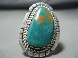 Signed Vintage Native American Navajo Royston Turquoise Sterling Silver Ring-Nativo Arts