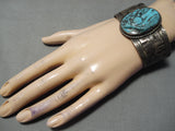 Native American One Of The Most Detailed Vintage Sterling Silver Carved Turquoise Horse Bracelet-Nativo Arts