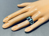 Expert Detailed Native American Navajo Turquoise Kachina Sterling Silver Ring-Nativo Arts