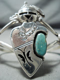 Important Native American Navajo Royston Turquoise Sterling Silver Kachina Bracelet-Nativo Arts