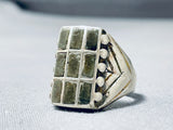 Stunning Vintage Native American Navajo Green Turquoise Sterling Silver Ring-Nativo Arts