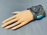 Native American 180 Gram Monster Bison Turquoise Sterling Silver Bracelet Cuff-Nativo Arts