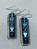 Sammy Smith Vintage Native American Navajo Turquoise Kachina Sterling Silver Earrings-Nativo Arts