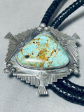 Huge 142 Gram Native American Green Turquoise Sterling Silver Bolo Tie-Nativo Arts