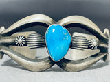 Superb Vintage Native American Navajo Candelaria Turquoise Sterling Silver Cast Bracelet-Nativo Arts