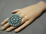 Remarkable Vintage Native American Navajo Teardrop Turquoise Red Tso Sterling Silver Ring-Nativo Arts