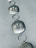 Unique Dangling Cross Vintage Native American Navajo Turquoise Sterling Silver Concho Belt-Nativo Arts