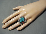 Special Vintage Native American Navajo Sleeping Beauty Turquoise Sterling Silver Ring Old-Nativo Arts
