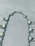 Signed Vintage Native American Navajo Green Turquoise Shell Sterling Silver Necklace-Nativo Arts