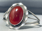 Amazing Vintage Native American Navajo Carnelian Sterling Silver Bracelet-Nativo Arts
