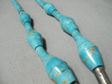 Statement Vintage Santo Domingo Native American Navajo Turquoise Tubule Sterling Silver Necklace-Nativo Arts
