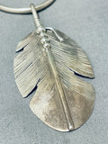 Huge Important Vintage Native American Navajo Sterling Silver Feather Tier Necklace-Nativo Arts