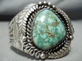 Intense Vintage Native American Navajo Carico Lake Turquoise Sterling Silver Bracelet Old-Nativo Arts