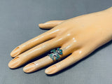 Remarkable Vintage Native American Navajo Turquoise Sterling Silver Thunderbird Ring-Nativo Arts