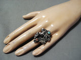 Dazzling Navajo Native American Turquoise Coral Sterling Silver Ring-Nativo Arts