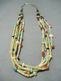 Native American Very Rare Vintage Santo Domingo Turquoise Serpentine Sterling Silver Necklace-Nativo Arts