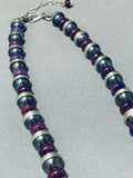 One Of The Most Beautiful Vintage Native American Navajo Sugulite Sterling Silver Necklace-Nativo Arts
