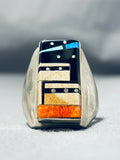 Pueblo Heavy Native American Navajo Turquoise Sterling Silver Ring-Nativo Arts