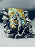 Unbelievable San Felipe Signed 8 Turquoise Sterling Silver Gekko Huge Ring-Nativo Arts
