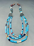 Singer Vintage Native American Navajo Long Turquoise Sterling Silver Necklace-Nativo Arts
