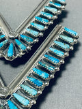 Important Native American Navajo Signed Turquoise Teardrop Sterling Silver Collar Pins-Nativo Arts