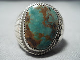 Exceptional Vintage Native American Navajo Royston Turquoise Sterling Silver Ring Old-Nativo Arts