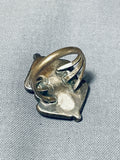Unique Stone Vintage Native American Navajo Sterling Silver Grey Ring Old-Nativo Arts