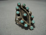 Incredible Vintage Zuni Native American Turquoise Sterling Silver Ring Old-Nativo Arts