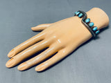 Amazing Vintage Native American Zuni 8 Kingman Turquoise Sterling Silver Bracelet-Nativo Arts