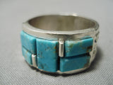 Impressive Vintage Native American Navajo Blue Gem Turquoise Vic Thomson Sterling Silver Ring-Nativo Arts
