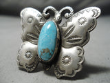 Big Butterfly!! Navajo Native American Sterling Silver Turquoise Ring-Nativo Arts